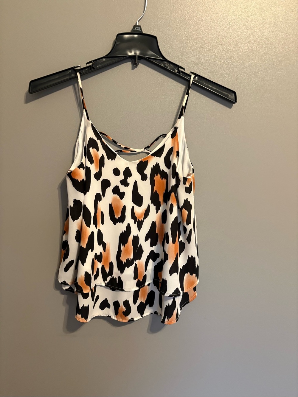 Peach Love California Leopard Print Layered Cami - Black, White & Orange